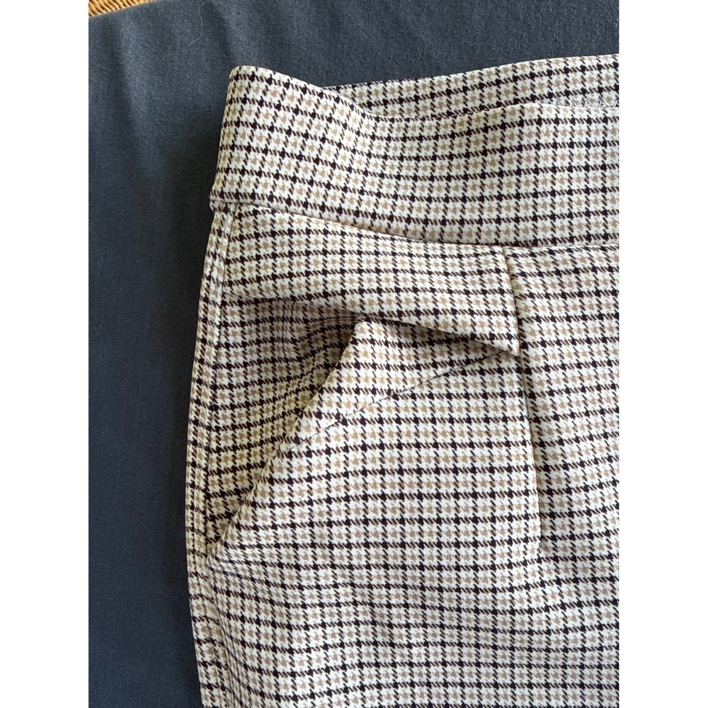 Maze Collection Scuba Slimming Plaid Pull On Pants Tan Black Size L - Picture 4 of 7